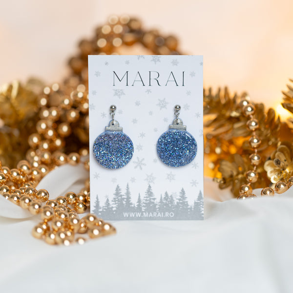 Cercei Glob - Blue Glitter