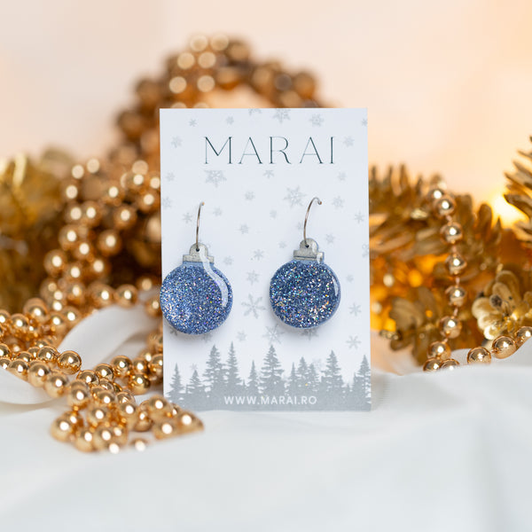 Cercei Glob - Hoops Blue Glitter