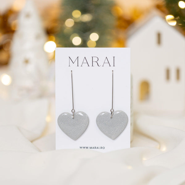 Cercei Elegance Heart - silver