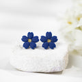 Cercei Studs Pastel Flower - royal blue