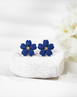 Cercei Studs Pastel Flower - royal blue