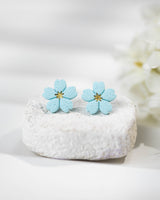 Cercei Studs Pastel Flower - aqua blue