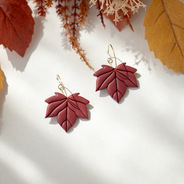 Cercei Autumn Leaf - Hoops - rouge