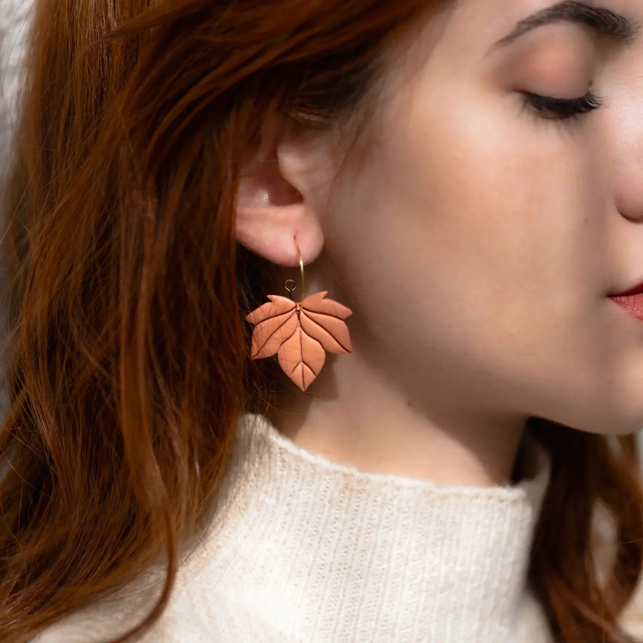 Cercei Autumn Leaf - Hoops - terracotta