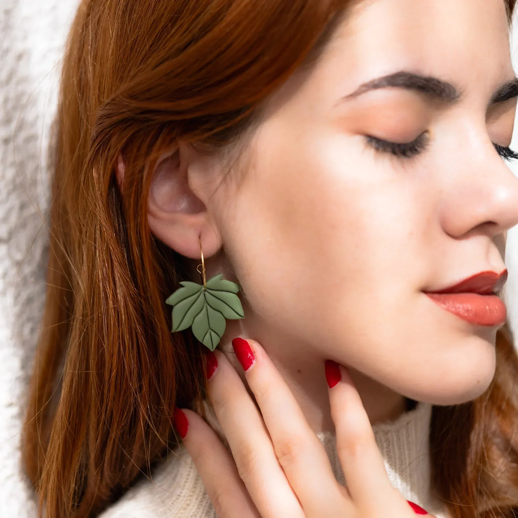 Cercei Autumn Leaf - Hoops - green
